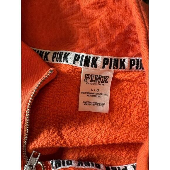 Victorias Secret Y2K PINK Half-Zip Pullover Palm Spellout Large Soft - Picture 6 of 6